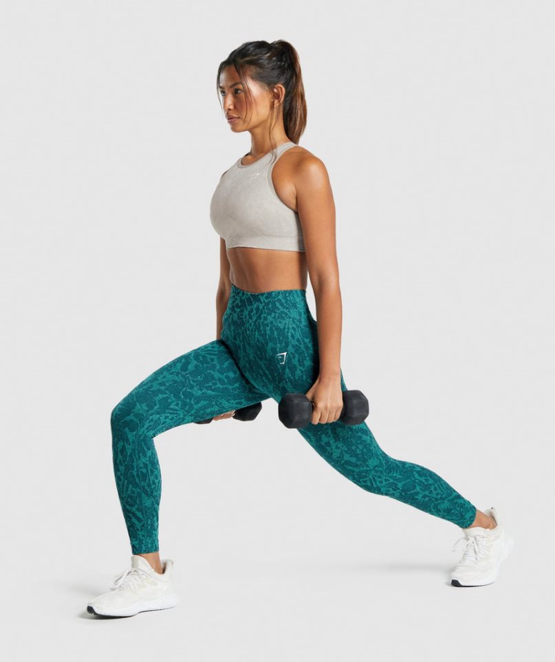 Women's Gymshark Adapt Animal Seamless Leggings Turquoise | NZ 9NJUGH